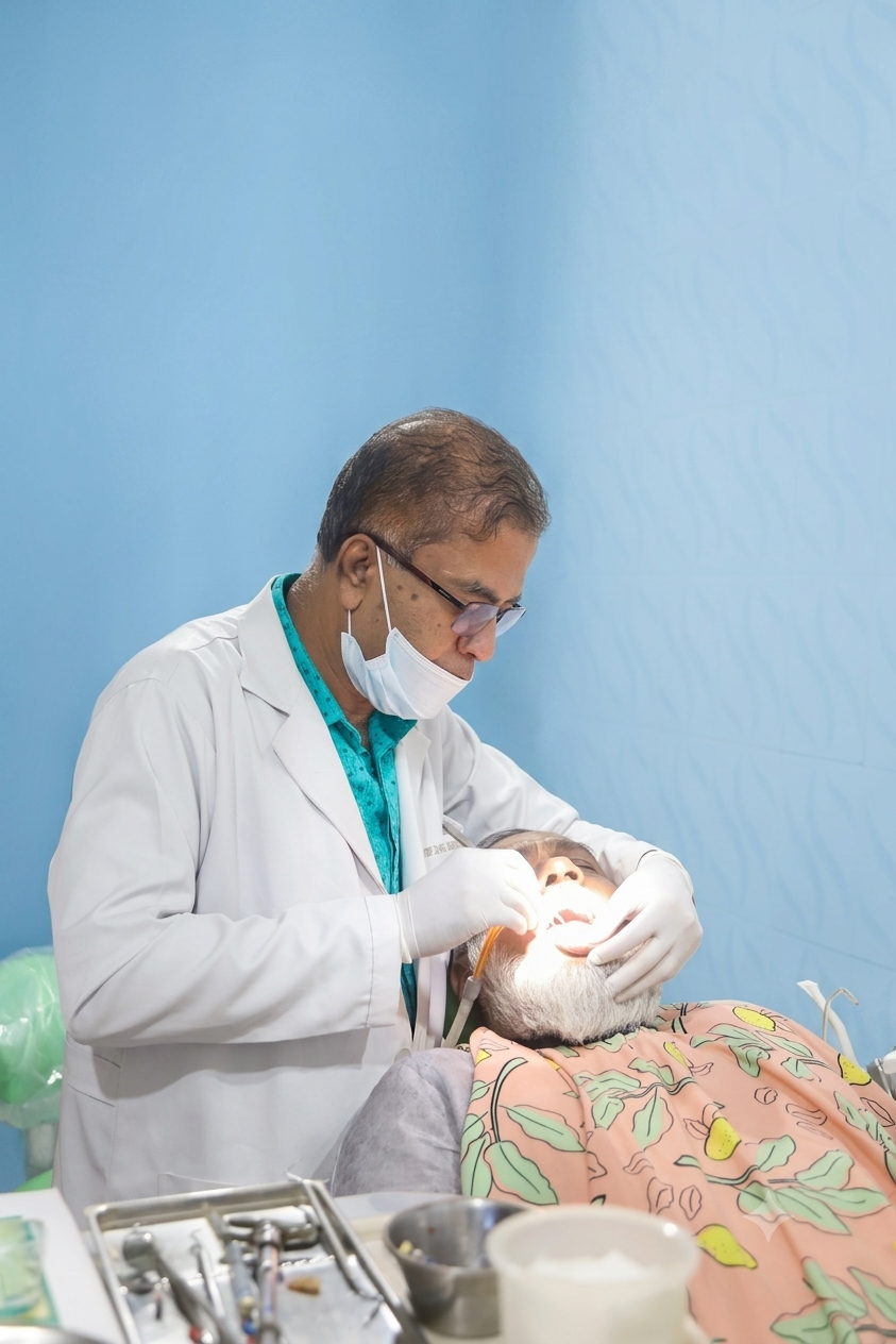 Prof. Dr. Humayun Kabir Bulbul providing dental care at Orient Dental